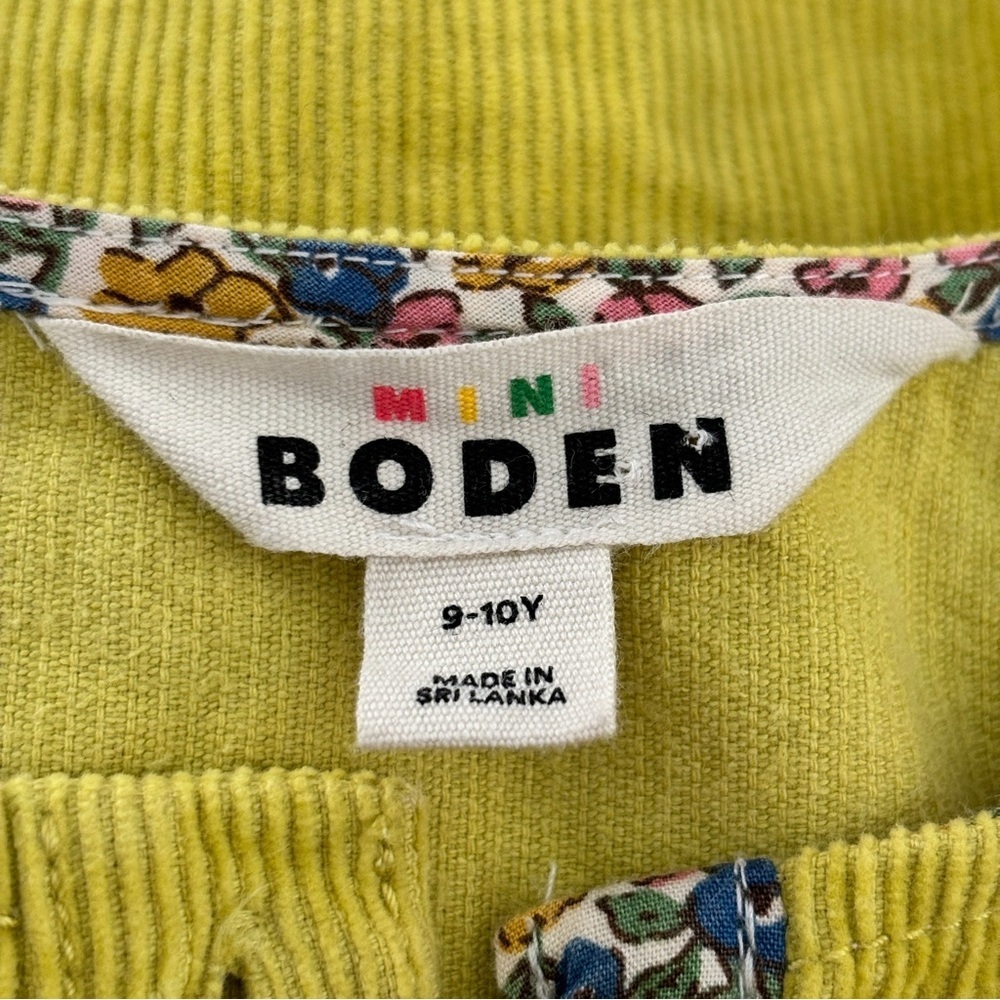 Mini Boden Lime Green Corduroy Button Through Pinafore‎ Dress Size 9-10 Years - Picture 6 of 8